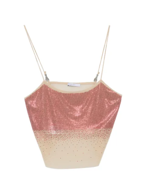 Patrizia Pepe rhinestone tulle top Neutrals 8M1775J014FG72