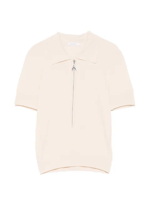 Patrizia Pepe ribbed zip-up polo shirt Neutrals 8K0388K300