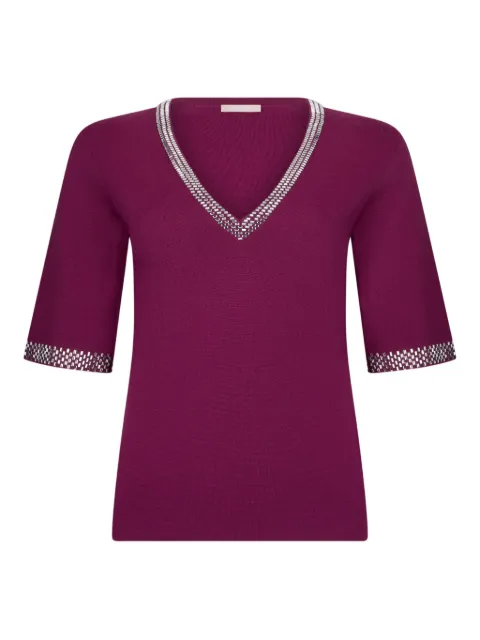 LIU JO knit T-shirt with gemstones Purple WA6222MS55N92428