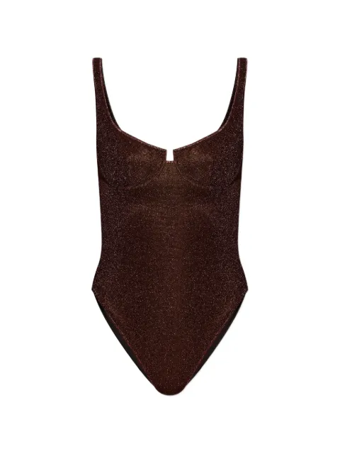 Oséree square-neck swimsuit Brown LAMF257LUREX