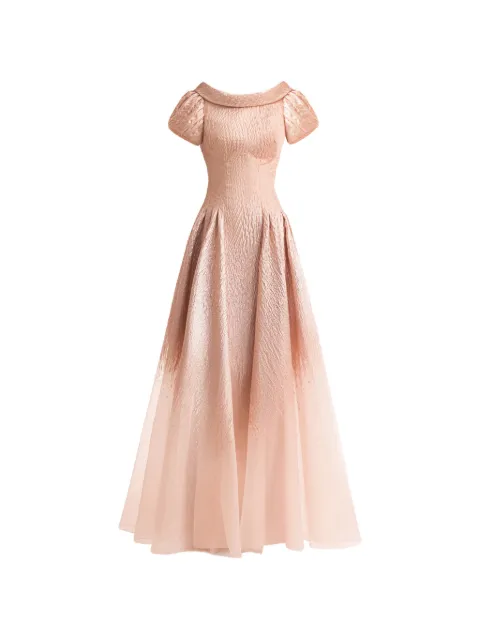 Gemy Maalouf puff-sleeve sheer maxi dress Pink EDR262132LD