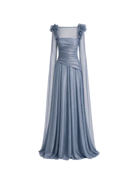 Gemy Maalouf floral-embellished ruched dress Blue EDPF252067LDT
