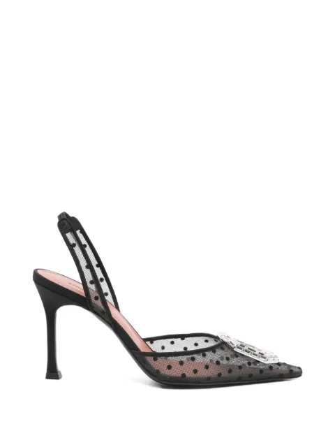 Amina Muaddi polka-dot heeled pumps White CAMELIALACESLING90