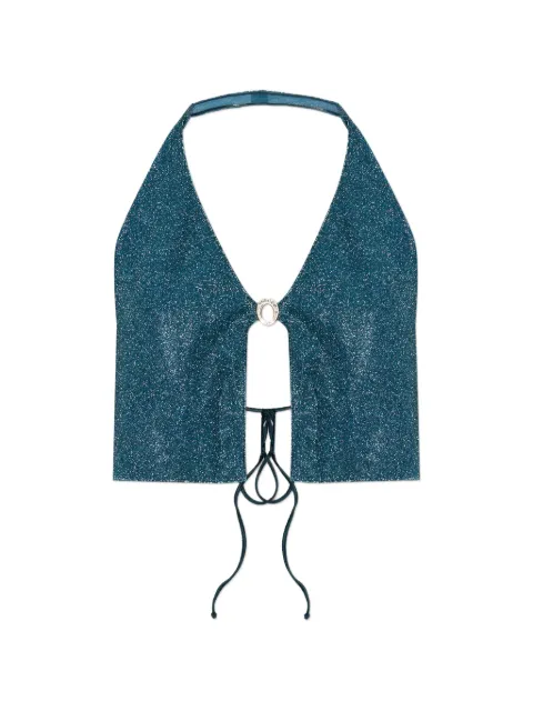 Oséree ring halterneck top Blue LGS261PEACOCK