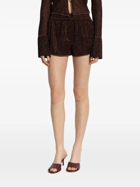 Oséree Lumière glitter-effect shorts Brown LRF235LUREX