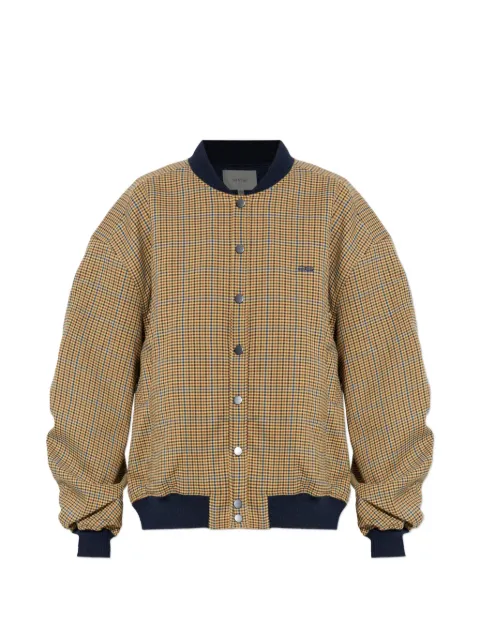 Gestuz check-pattern bomber jacket Brown 10910893