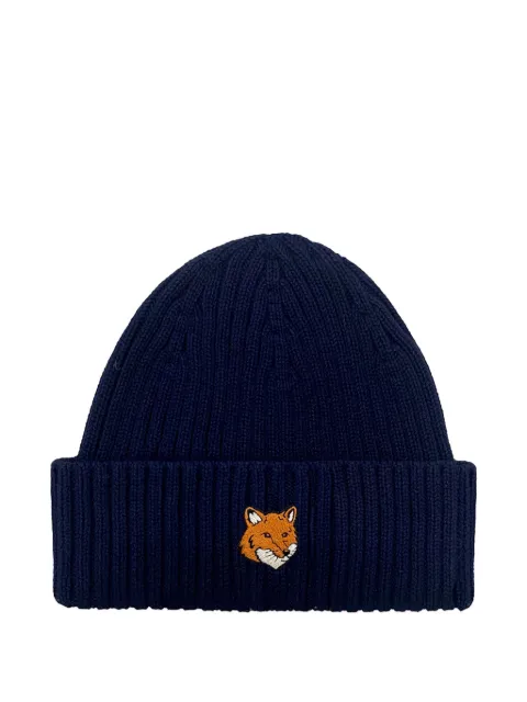 Maison Kitsuné embroidered ribbed hat Blue CKMU08304O0005