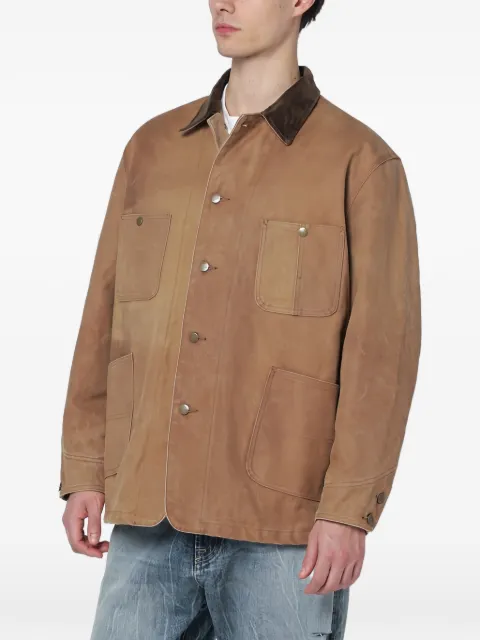 Needles patch-pocket shirt jacket Brown RW202CO