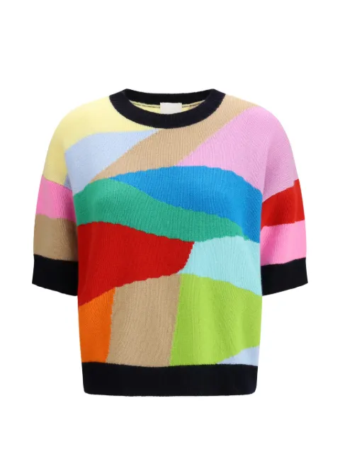 Allude colour-block short-sleeved top Pink 26211223