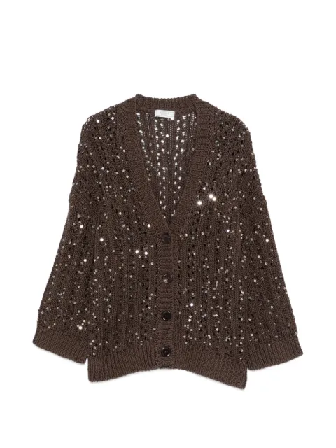 Peserico sequin button knitwear Brown A99095F039117B