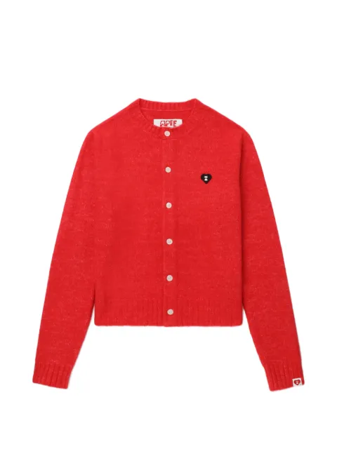 A BATHING APE® heart-badge buttoned cardigan Red 00CKNL702315L