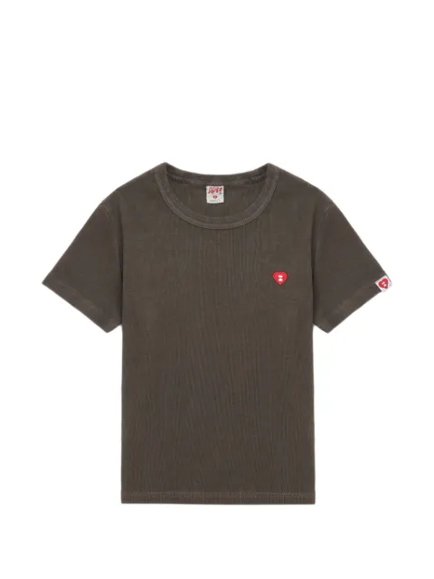 A BATHING APE® heart detail ribbed T-shirt Brown 00CCSL702303L