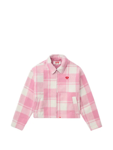 A BATHING APE® Apee check zip jacket Pink 00CLJL702304L
