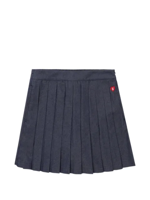 A BATHING APE® heart-badge pleated mini skirt Blue 00CDKL702305L