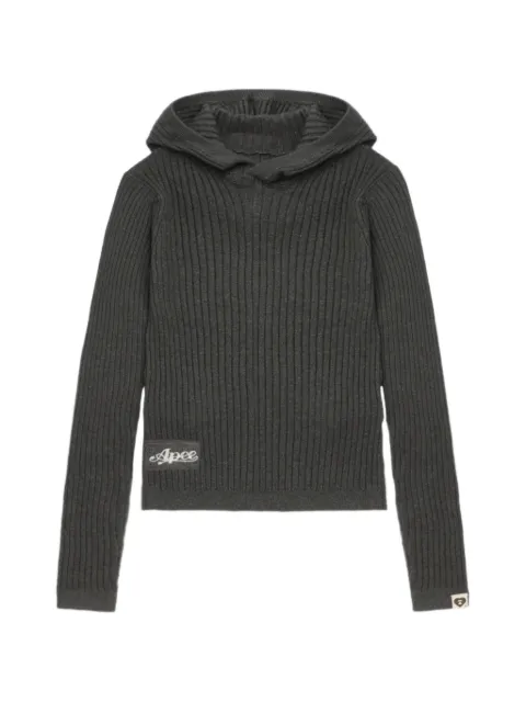 A BATHING APE® hooded ribbed knitwear Grey 00CKNL702306L