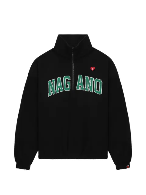 A BATHING APE® Quarter-zip letter sweater Black 00CSWL702301L