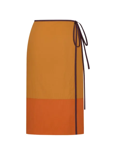 Saint Laurent tie-detail colour-block skirt Orange 856970Y6J18