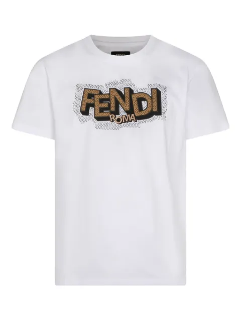 FENDI rhinestone-print T-shirt White FY1319AW0WF0QA0