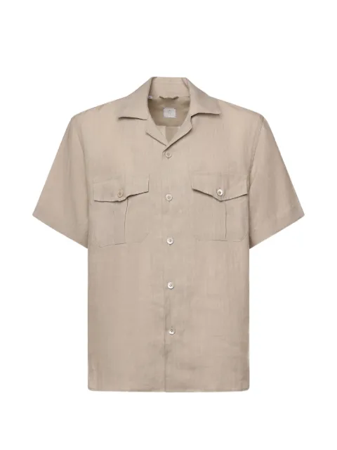 Eleventy chest-pocket short-sleeve shirt Neutrals M75CAMM04TES0I139