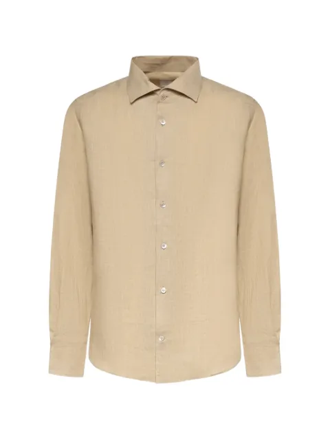 Eleventy linen spread-collar shirt Neutrals M75CAMJ12USATES0I139102