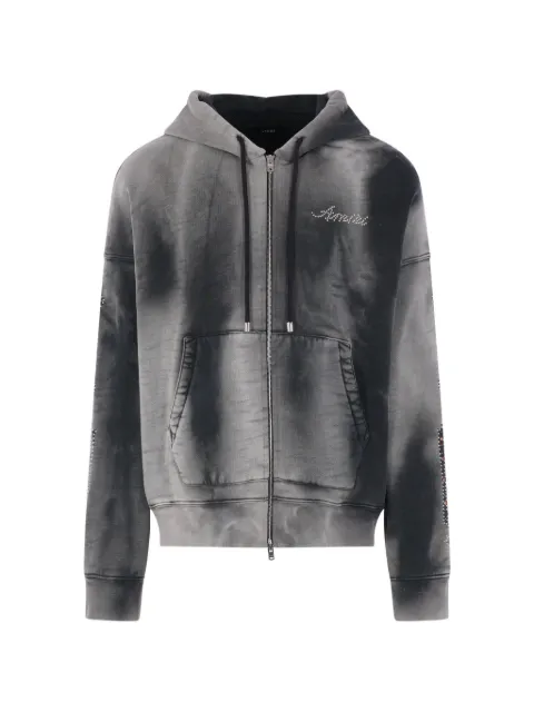 AMIRI bones studded oversized zip hoodie Black AMTOJR1012