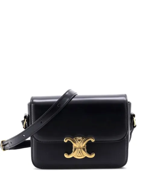 Celine Pre-Owned Triomphe Shoulder Bag Smooth Calfskin Teen crossbody bag Black VDO186OKG10V6LKH