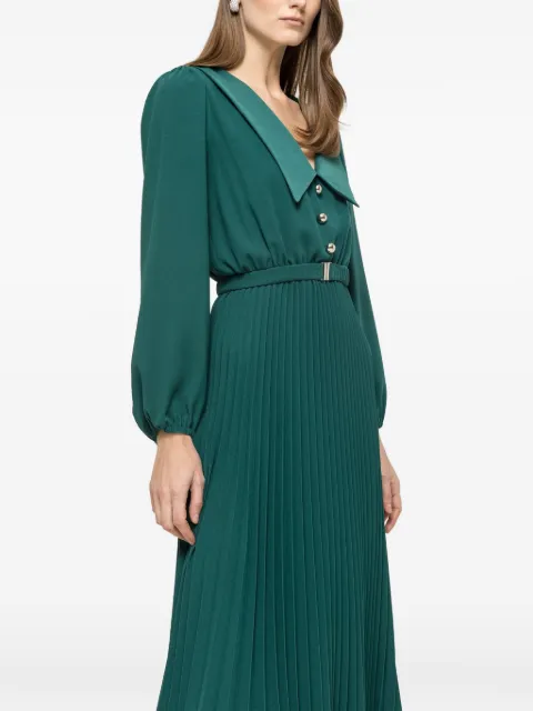 NISSA pleated belted midi dress Green RZ16396