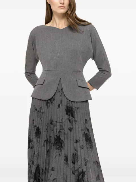 NISSA pleated floral midi dress Grey RZ16226