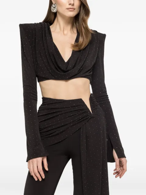 NISSA rhinestone-embellished crop top Black TOPS16659