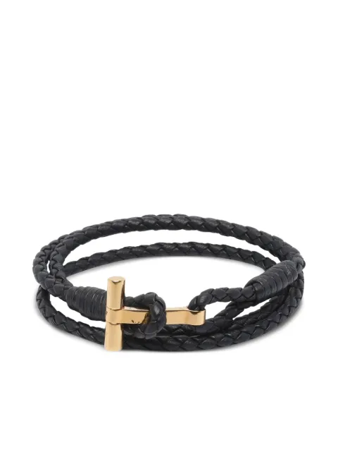 TOM FORD braided leather t bracelet Black JM005ICL002GNAA