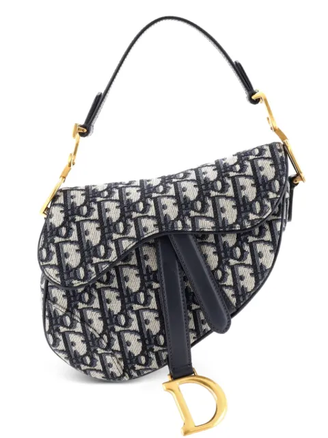 Christian Dior Pre-Owned Saddle Handbag Oblique Canvas Mini shoulder bag Blue K28VJHEB291P2WBL