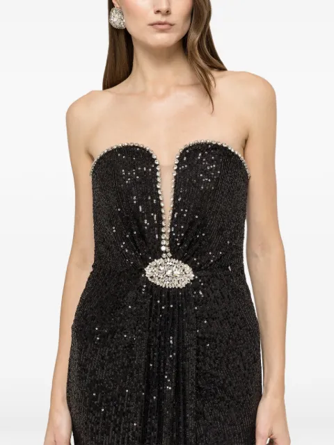 NISSA crystal-embellished sequinned maxi dress Black RS16116
