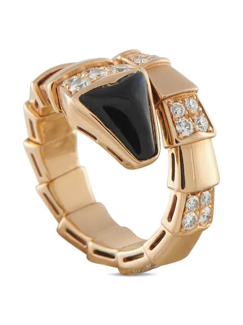 Bvlgari Pre-Owned Serpenti Viper diamond and onyx ring Pink 5084