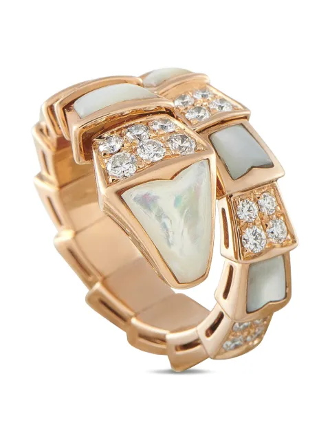 Bvlgari Pre-Owned Serpenti Viper diamond and mother-of-pearl ring Gold 5086