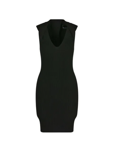 Balmain V-neck ribbed mini dress Black GF1R4275KJ44