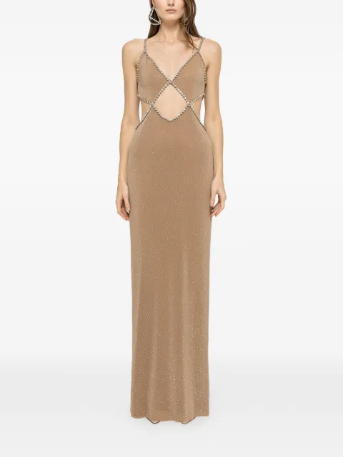 NISSA crystal-embellished maxi dress Neutrals RS16325
