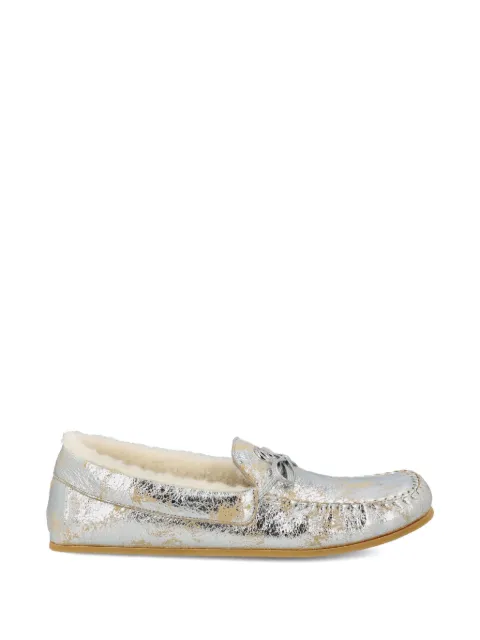 Gucci logo-plaque knot -detail loafers Silver 853397AAFTP