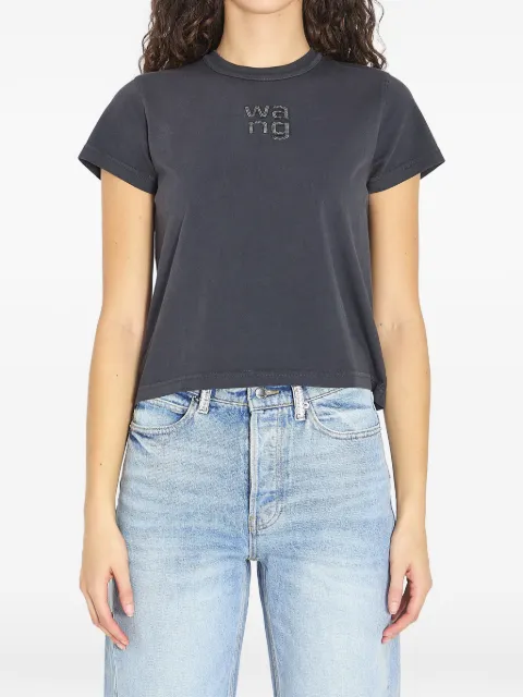 Alexander Wang crystal logo shrunken jersey T-shirts Black 4CC1261221