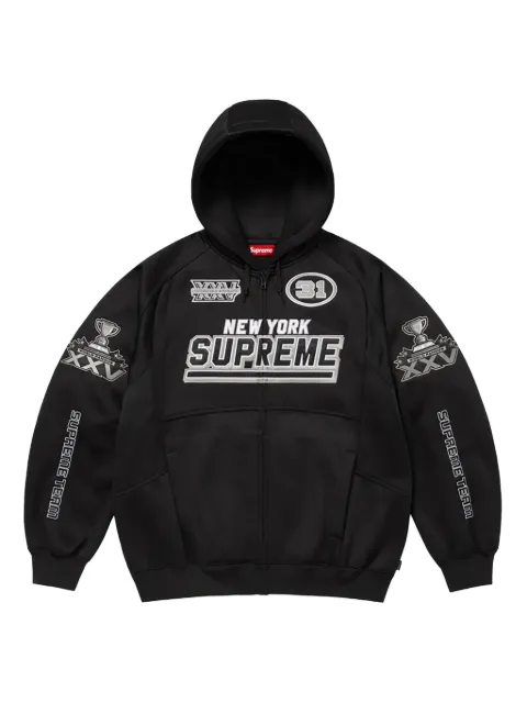 Supreme logo-patch zip-fastening hoodie Black SU26736