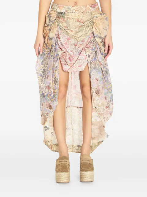ZIMMERMANN Rebellion floral asymmetric skirt Neutrals 7140SC261