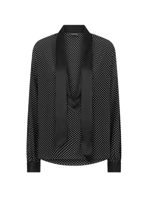 TOM FORD Lavalliere polka-dot blouse Black CA3333FAP250