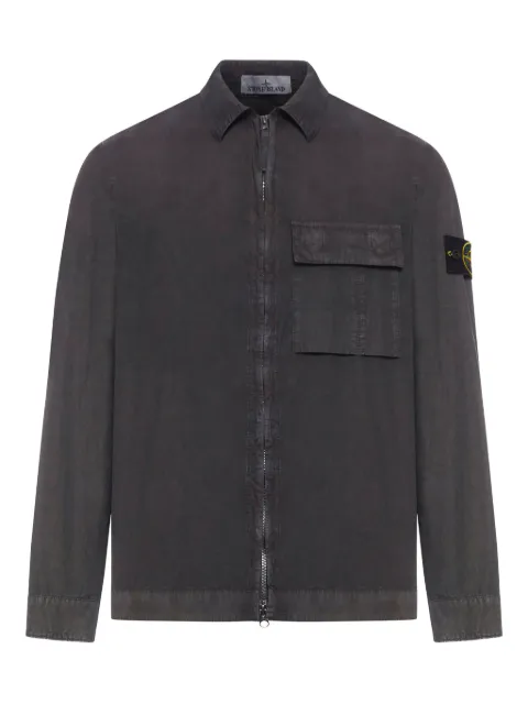 Stone Island 1200008 brushed organic cotton canvas 'old'effect overshirt Black L1S151200008S00WN