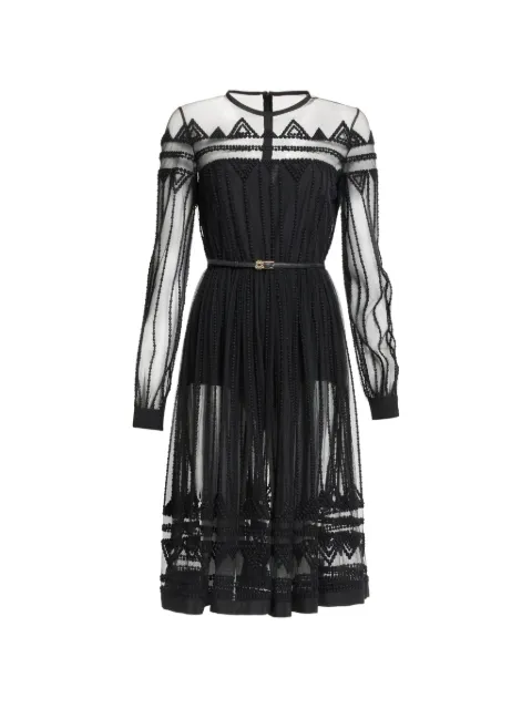 Elie Saab sequin-embroidered tulle midi dress Black D0854NF25TU016