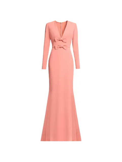 Elie Saab bow-detail V-neck maxi dress Pink D0959NF25CD023