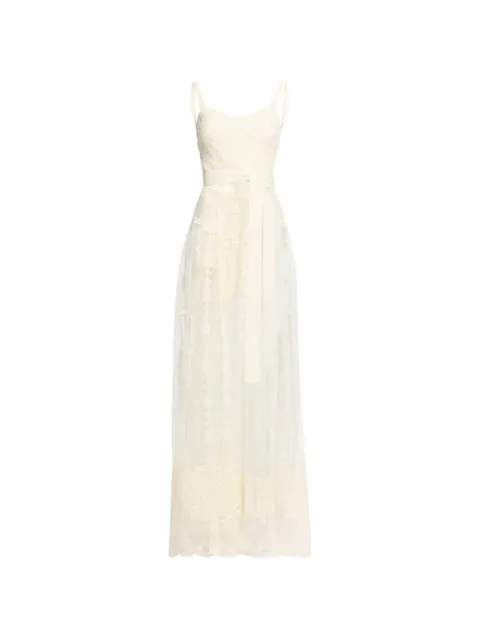 Elie Saab sleeveless tulle maxi dress Neutrals D0861NF25TU017