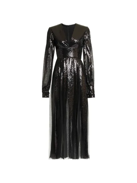 Elie Saab sequin-embellished V-neck midi dress Black D0881NF25PA011