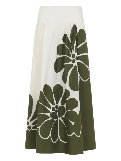 FARM Rio floral-print midi skirt White 350513098