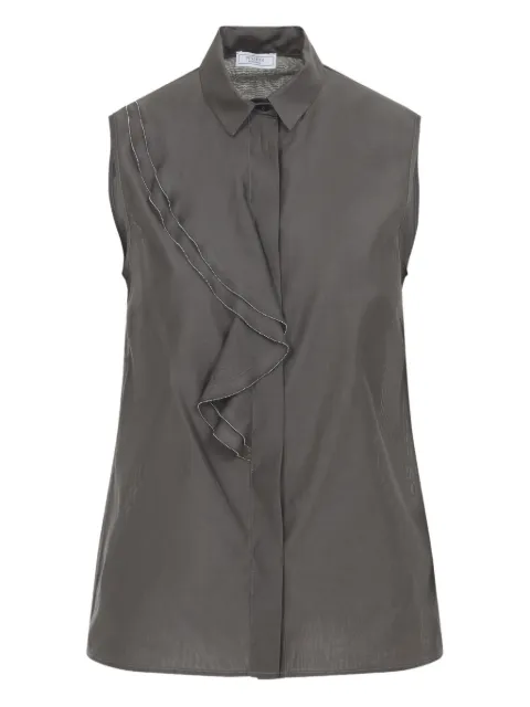Peserico draped-detail sleeveless blouse Brown A0811608372