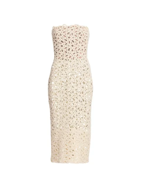 Elie Saab strapless midi dress Neutrals D0620NF25MC011