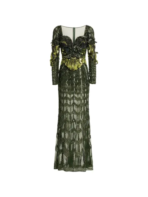 Elie Saab sweethheart-neck maxi dress Green D0897NF25BE042